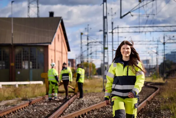woman walking on the tracks